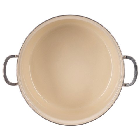 Garnek Emaliowany Retro Maki Kremowy z Uchwytami Indukcja 3,8 L 24 cm ORION