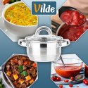Garnek Stalowy z Pokrywką na Indukcję Miarka Inoxcellent 1,75 L 16 cm VILDE
