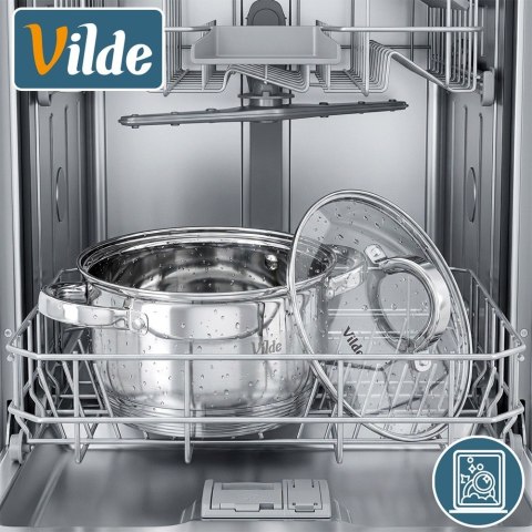 Garnek Stalowy z Pokrywką na Indukcję Miarka Inoxcellent 5,8 L 24 cm VILDE