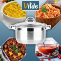 Garnek Stalowy z Pokrywką na Indukcję Miarka Inoxcellent 5,8 L 24 cm VILDE