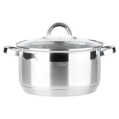 Garnek Stalowy z Pokrywką na Indukcję Miarka Inoxcellent 5,8 L 24 cm VILDE
