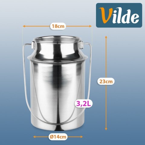 Kanka na Mleko Pojemnik Stalowy z Pokrywką i Uchwytem Srebrny 3,2 L VILDE