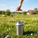 Kanka na Mleko Pojemnik Stalowy z Pokrywką i Uchwytem Srebrny 3,2 L VILDE