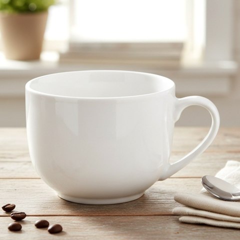 Kubek Porcelanowy XL do Kawy Herbaty Biały Klasyczny 0,65 L ORION