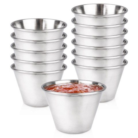 Miseczki do Sosów Dipy Dipówki Stalowe Srebrne Zestaw 12 szt. 75 ml VILDE