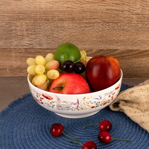Miska Porcelanowa na Sałatkę Owoce Duża w Polne Kwiaty Maki 1,6 L ORION