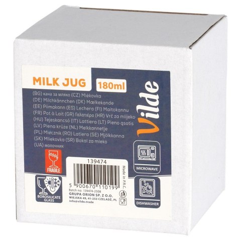 Mlecznik Szklany Dzbanuszek na Mleko Śmietankę Sos 180 ml VILDE