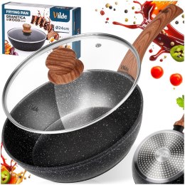 Patelnia Granitowa Głęboka z Pokrywką Indukcja 2,2 L 24 cm VILDE