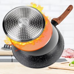Patelnia Granitowa Głęboka z Pokrywką Indukcja 2,2 L 24 cm VILDE