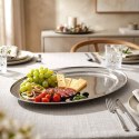 Półmisek Owalny Stalowy do Serwowania Przekąsek Srebrny Polerowany 45 cm