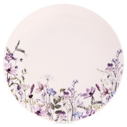 Talerz Obiadowy Płytki Porcelanowy Biały Kwiaty Ozdobny ORION Okrągły 24 cm