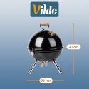 Grill Węglowy Kociołek Przenośny Turystyczny z Pokrywą Czarny 31 cm VILDE