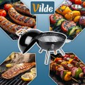 Grill Węglowy Kociołek Przenośny Turystyczny z Pokrywą Czarny 31 cm VILDE