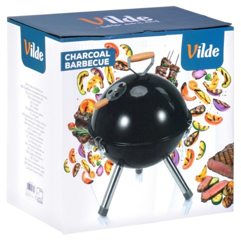 Grill Węglowy Kociołek Przenośny Turystyczny z Pokrywą Czarny 31 cm VILDE