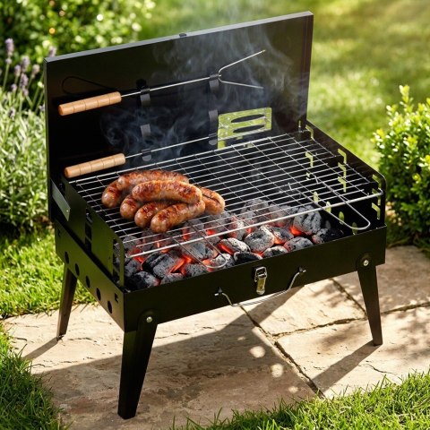 Grill Węglowy Przenośny Składany Walizka z Przyborami 43 x 26 cm VILDE