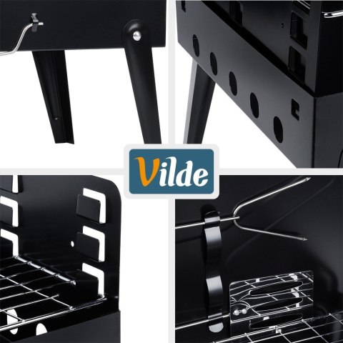 Grill Węglowy Przenośny Składany Walizka z Przyborami 43 x 26 cm VILDE
