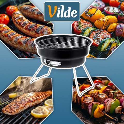 Grill Węglowy Turystyczny Przenośny Składany Okrągły Średnica 25 cm VILDE