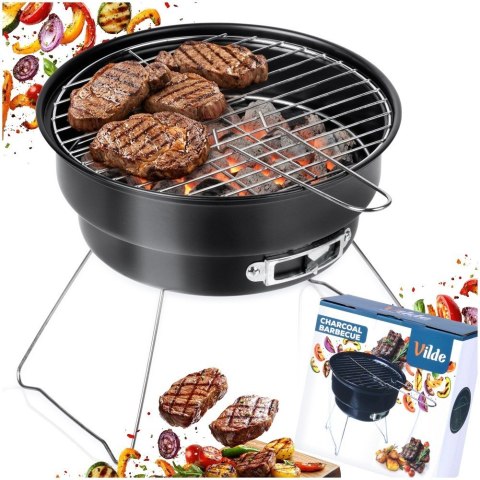 Grill Węglowy Turystyczny Przenośny Składany Okrągły Średnica 25 cm VILDE