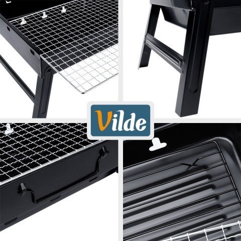 Grill Węglowy Turystyczny Przenośny Składany Walizka Czarny 40 x 27,5 cm