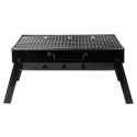 Grill Węglowy Turystyczny Przenośny Składany Walizka Czarny 51 x 30 cm
