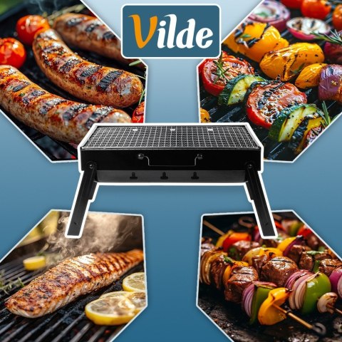 Grill Węglowy Turystyczny Przenośny Składany Walizka Czarny 51 x 30 cm