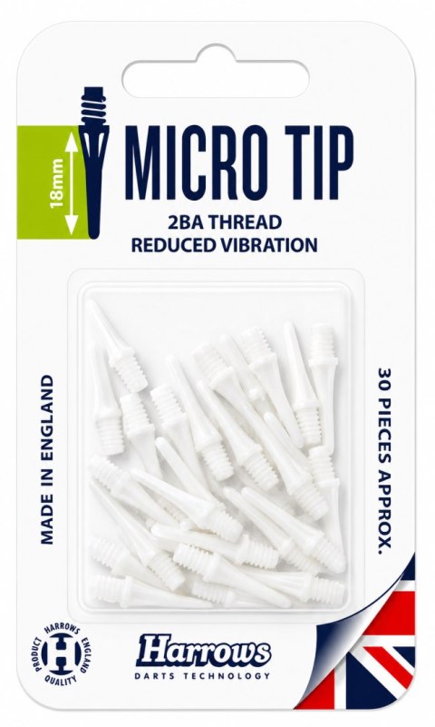 Groty Końcówki do Lotek Darta Plastikowe Białe Soft HARROWS T93-B Micro