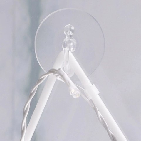 Mikołaj Świecący LED na Okno 42 cm 24 LED Biały na Baterie Przyssawka