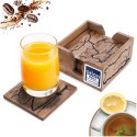 Podstawki pod Kubek w Stojaku Komplet Podstawek Drewniane Mango 6 szt.