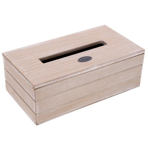 Pojemnik na Chusteczki Beżowy Chustecznik Drewniany Organizer 25x13,5x9 cm