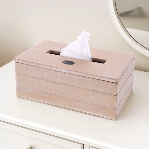 Pojemnik na Chusteczki Beżowy Chustecznik Drewniany Organizer 25x13,5x9 cm