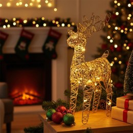 Renifer Ozdobny 34 cm Złoty 25 LED Timer Świąteczna Dekoracja na Baterie