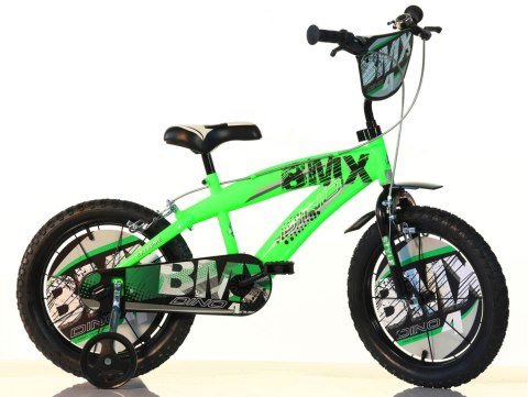 Rowerek Dziecięcy 14 Cali BMX Czarny Kółka Boczne Hamulec Dino Bikes