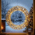 Wianek Świąteczny 40 cm Złoty Świecący 30 LED Ciepłe Światło z Timerem