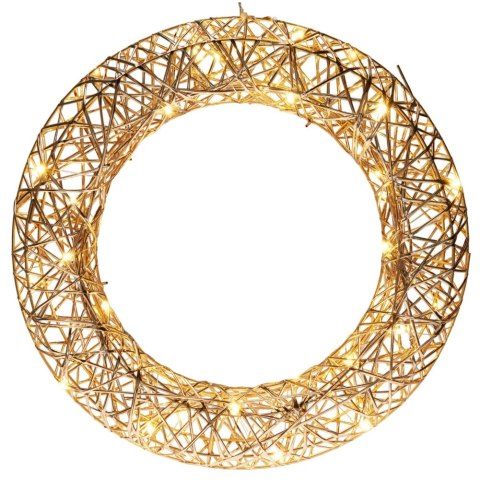 Wianek Świąteczny 40 cm Złoty Świecący 30 LED Ciepłe Światło z Timerem