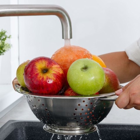 Cedzak Kuchenny Stalowy ORION 24 cm Miska z Uchwytami na Makaron i Warzywa