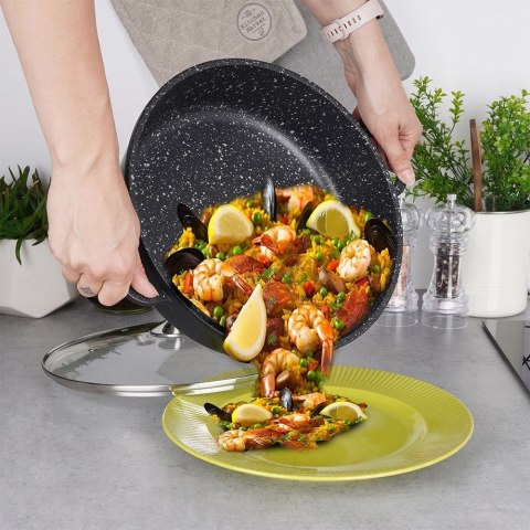 Patelnia z Pokrywką Uchwytami Granitowa Nieprzywierająca Solidna ORION 28cm