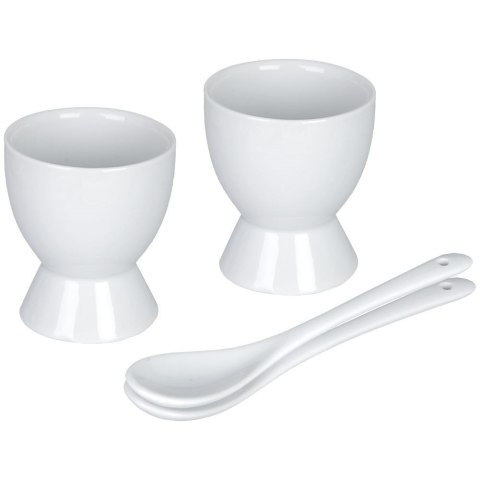 Podstawki na Jajko Porcelanowe Zestaw 2 szt. 6,3 cm VILDE z Łyżeczkami