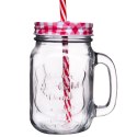 Słoik do Zimnych Napojów Szklany z Metalową Pokrywką i Słomką 450 ml ORION