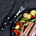 Sztućce do Steków Burgerów Stalowe Zestaw 12 el. BBQ Ząbkowane Ostrze