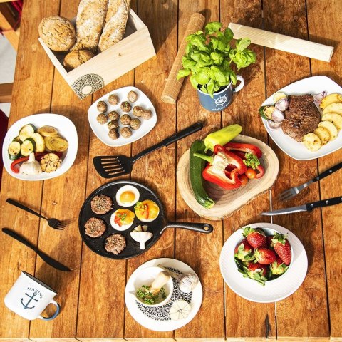 Sztućce do Steków Burgerów Stalowe Zestaw 12 el. BBQ Ząbkowane Ostrze