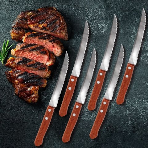 Sztućce noże do steków pizzy burgerów grilla grillowe zestaw komplet noży 6 sztuk Sztućce noże do steków pizzy burgerów grilla grillowe zestaw komplet noży 6 sztuk