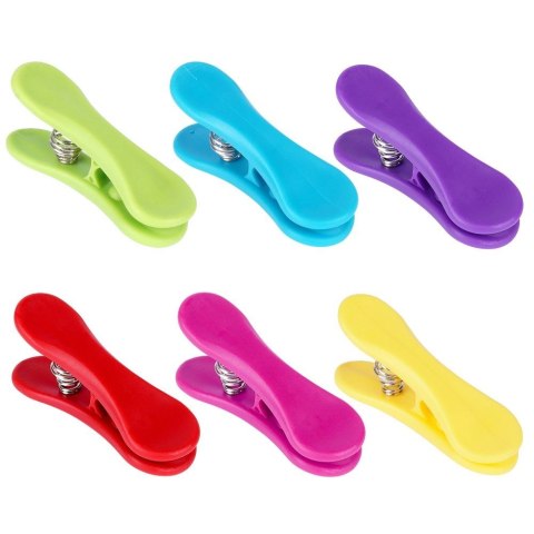 Klipsy do Torebek EXCELLENT 6 szt. 6,5 cm Mix Kolorów Wielorazowe