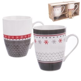 Kubek porcelanowy w serca zestaw komplet kubków do kawy herbaty 340 ml 2 sztuki