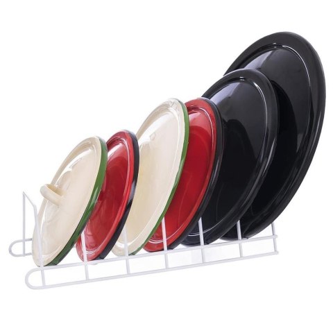 Stojak na Pokrywki do Garnków 34 x 17 cm ORION Metalowy Biały na 6 Pokrywek