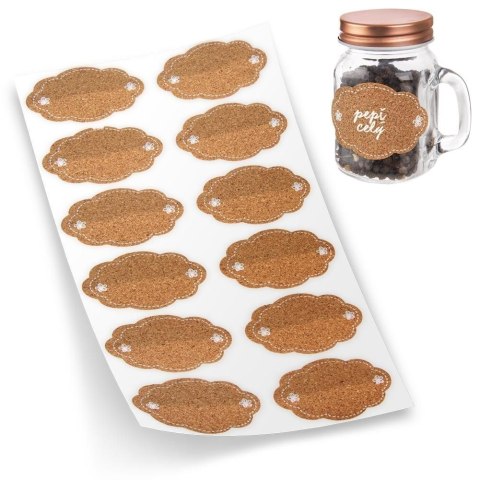 Etykiety Samoprzylepne na Słoiki ORION 12 szt. Korkowe Chmurki Opisowe