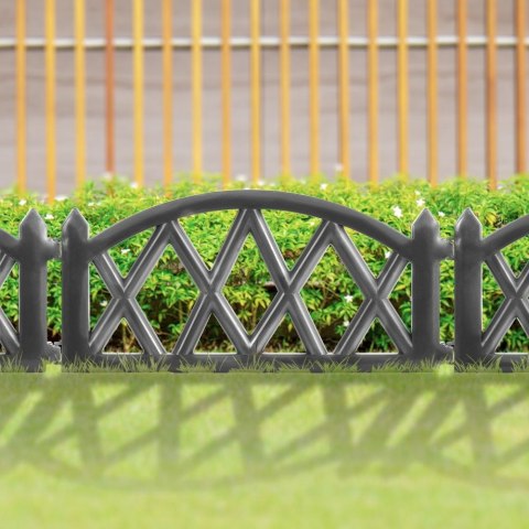 Płotek Ogrodowy Ozdobny Grafitowy Palisada Obrzeże VILDE 50 x 30 cm 6 szt.