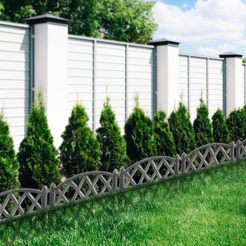 Płotek Ogrodowy Ozdobny Grafitowy Palisada Obrzeże VILDE 50 x 30 cm 6 szt.