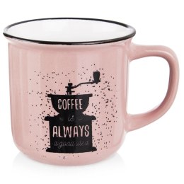 Kubek do Kawy Ceramiczny Różowy 370 ml ORION z Dekorem do Zmywarki
