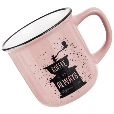 Kubek do Kawy Ceramiczny Różowy 370 ml ORION z Dekorem do Zmywarki