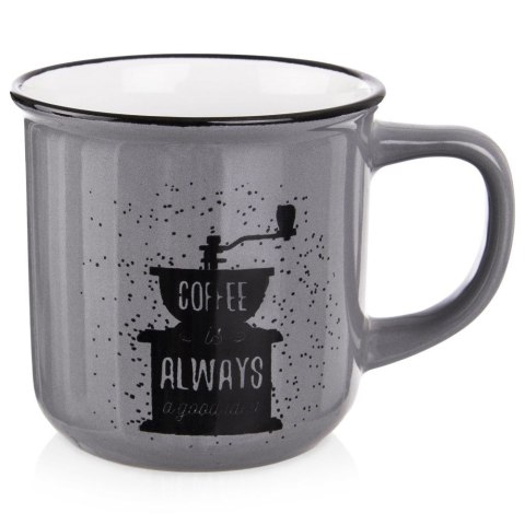Kubek do Kawy Ceramiczny Szary 370 ml ORION z Dekorem do Zmywarki
